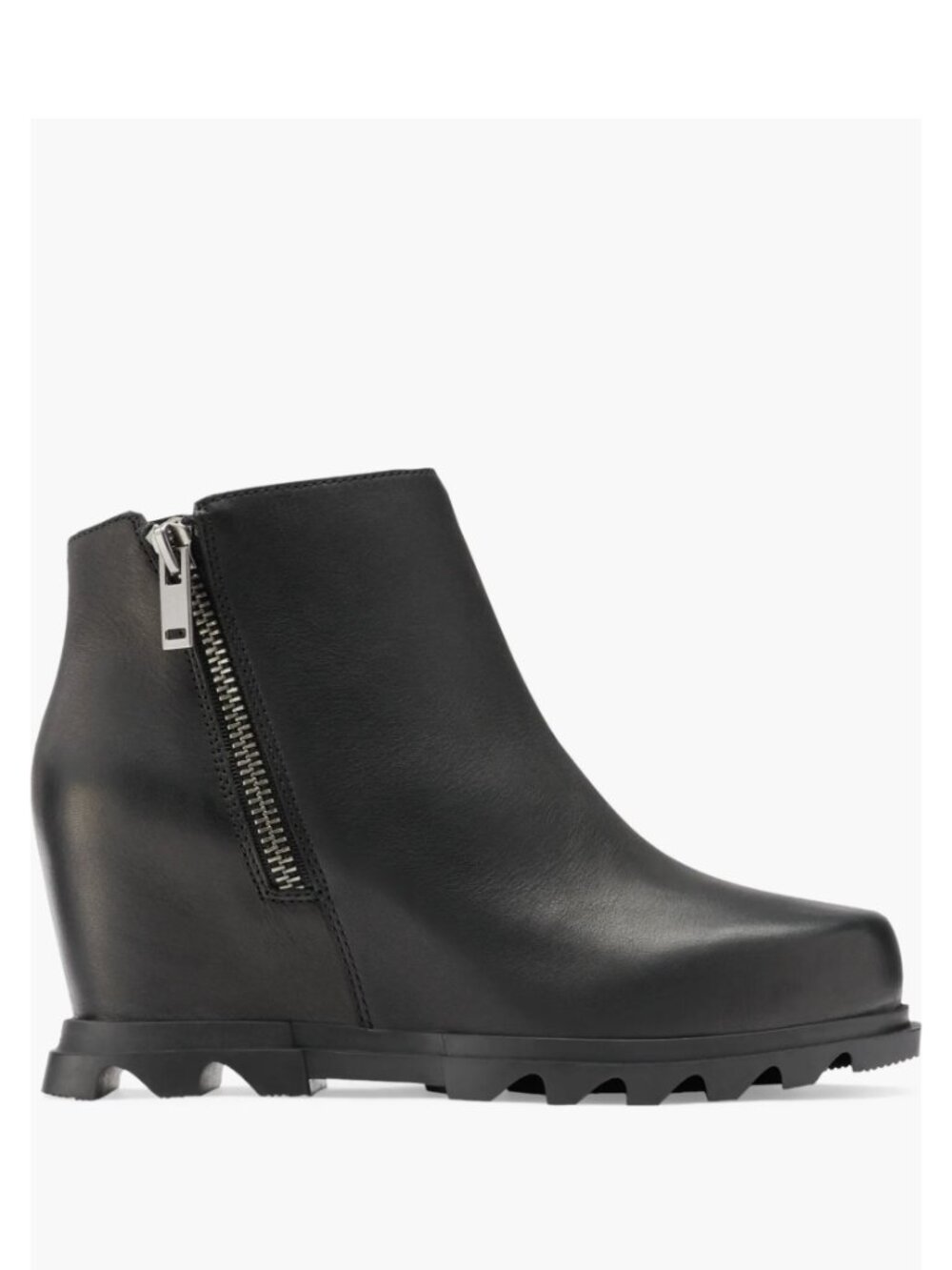 SOREL Joan of Arctic Waterproof Wedge II Zip Bootie Black Leather Women's Size 8